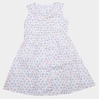Girls White Floral Printed Fit and Flare Frock, ऑफ व्हाइट, small