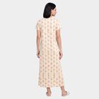 Women's Off White Round Neck Maxi Nighty, ऑफ व्हाइट, small