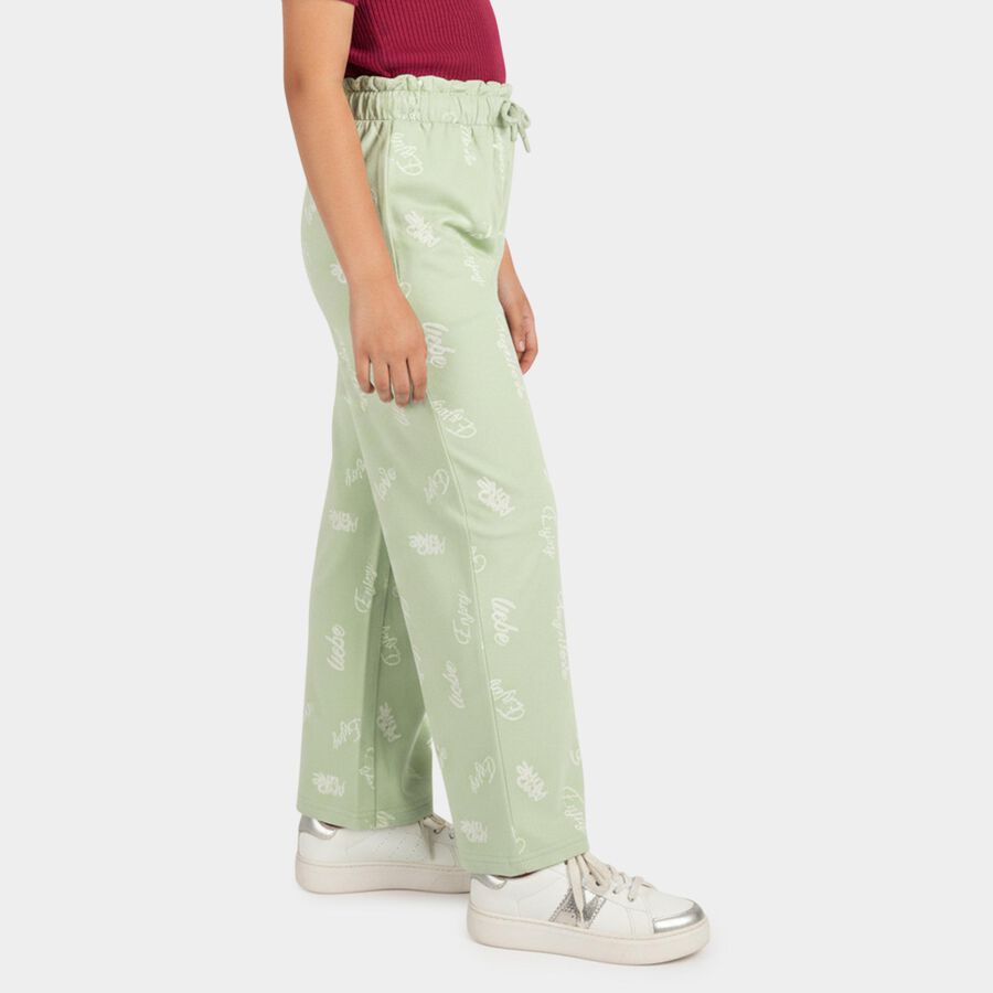 Girls' Mint Light Green Printed Drawstring Pyjama, Light Green, large