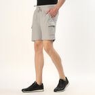 Men's Light Gray Textured Cargo Bermuda Shorts, Light Grey, small