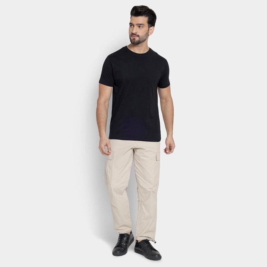 Men's 100% Cotton Round Neck Half Sleeves T-Shirt , Black, large image number null