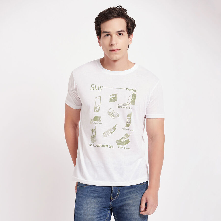 Round Neck T-Shirt, White, large image number null