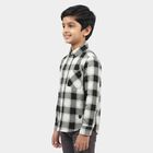 Boys' Black Cotton Checked Regular Fit Shirt, Black, small