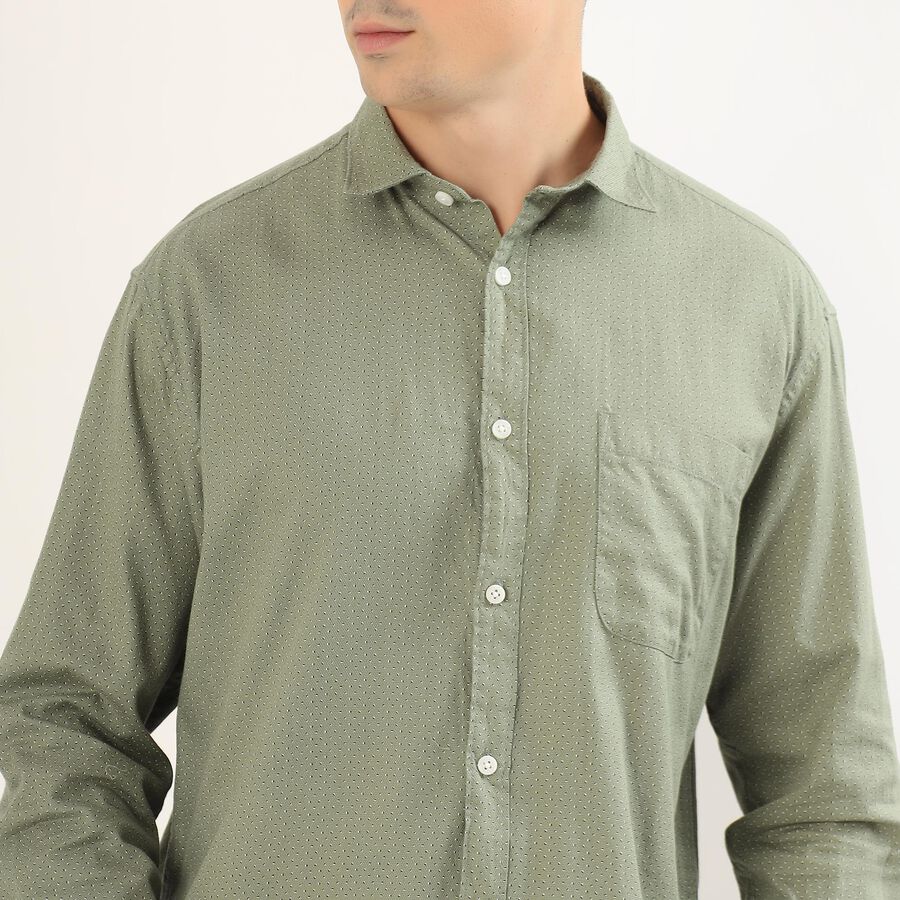 Men's Muted Olive Green Spread Collar Casual Shirt, Olive, large image number null