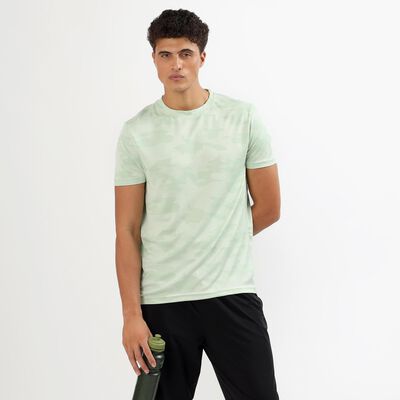 Men's Light Sage Green Crew Neck Athleisure T-Shirt