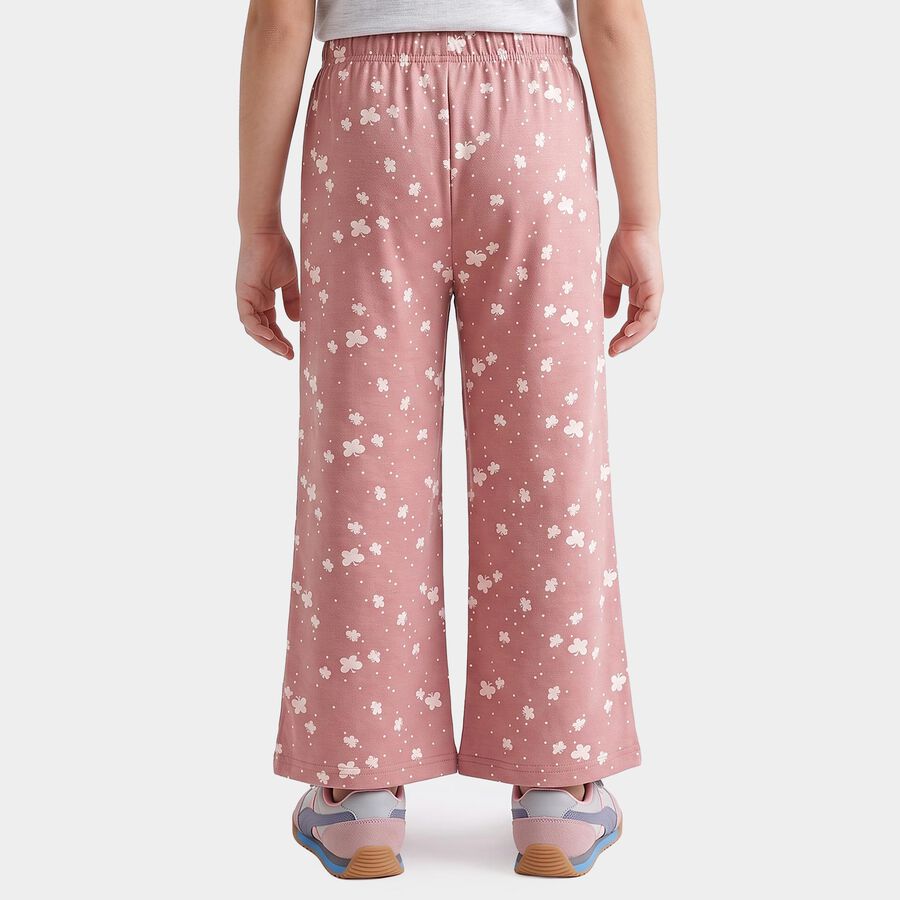 Girls Pink Straight Fit Butterfly Printed Pyjama, Light Pink, large