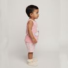 Infant Girl Soft Pink Cotton Sleeveless Casual Shorts Set, गुलाबी, small image number null