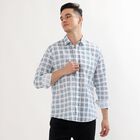 Men's Light Blue and White Cotton Spread Collar Casual Shirt, Light Blue, small image number null