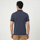 Men's Navy Blue Cotton Blend Collared Preppy T-Shirt, नेवी ब्लू, small