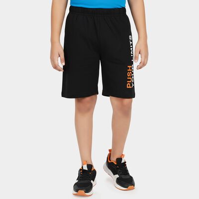 Boys Black Regular Fit Printed Bermuda Shorts