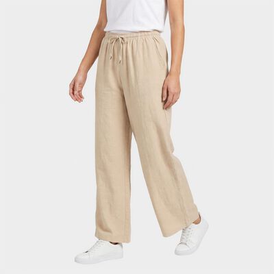 Women Beige Straight Fit Drawstring Waist Track Pants