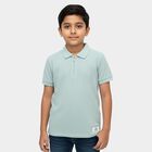 Boys Light Green Cotton Round Neck Casual T-Shirt, हल्का हरा, small