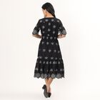 Women's Black Cotton Collar Neck Casual Shirt Dress, Black, small