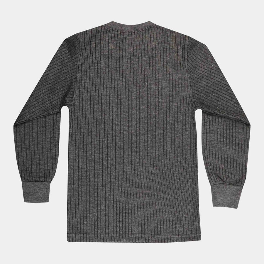 Boys Round Neck Thermal Upper, Charcoal, large image number null