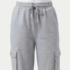 Women's Grey Slim-Fit Zip Pocket Track Pants, Melange Light Grey, small