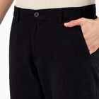 Men's Jet Black Slim Fit Flat-Front Casual Trousers, Black, small