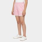 Girls' Pink Regular Fit Floral Print Drawstring Shorts, गुलाबी, small