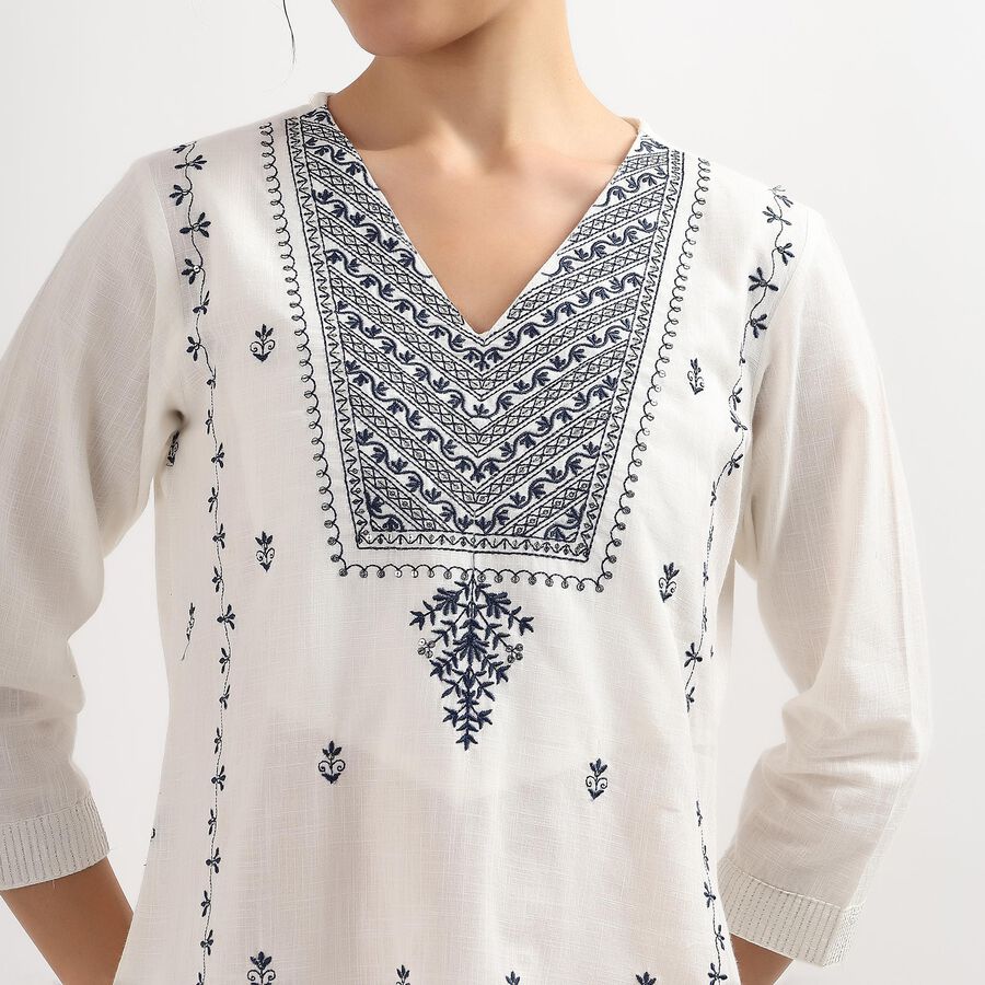 Ladies' 100% Cotton Kurta , Off White, large image number null