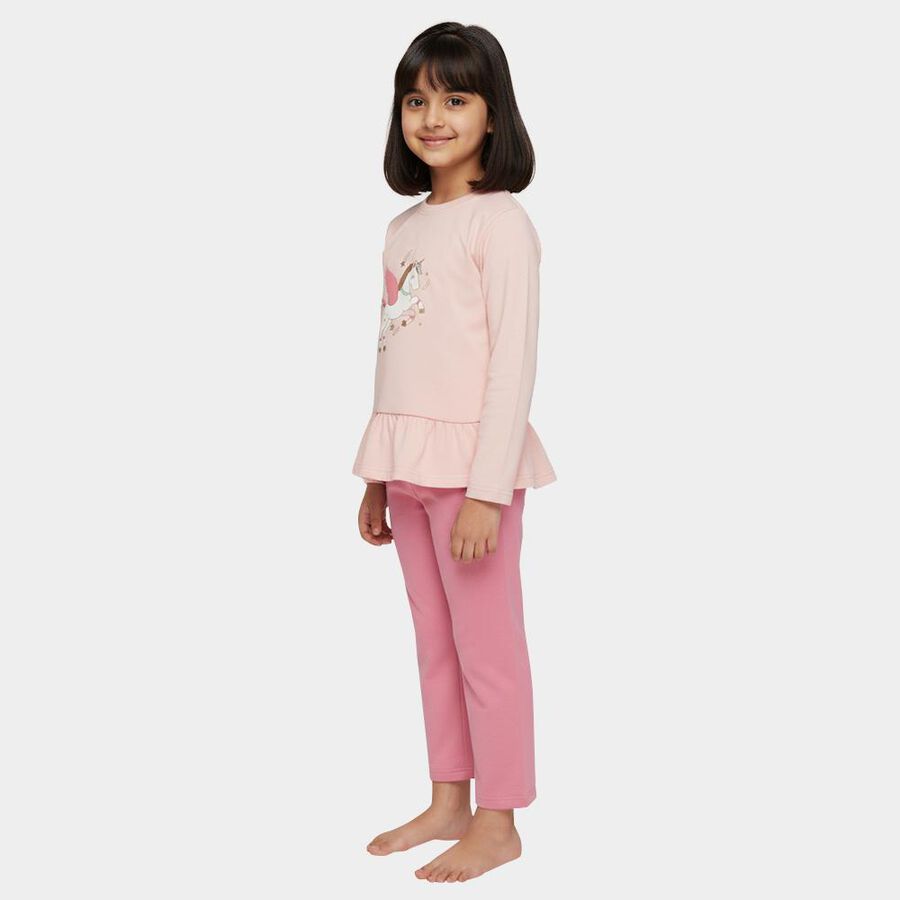 Girls Light Pink Round Neck Casual Hipster Set, हल्का गुलाबी, large image number null