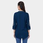 Women's Teal Notch Neck Printed Kurti, Teal Blue, small