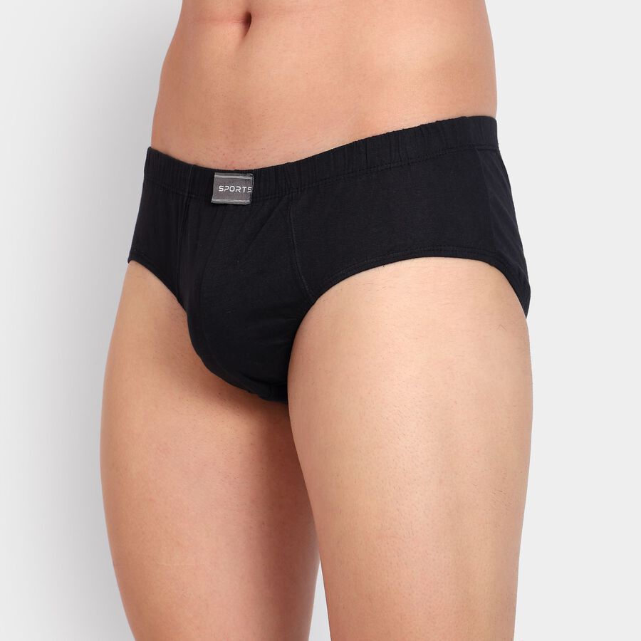 Men's 100% Cotton Briefs, Black, large image number null