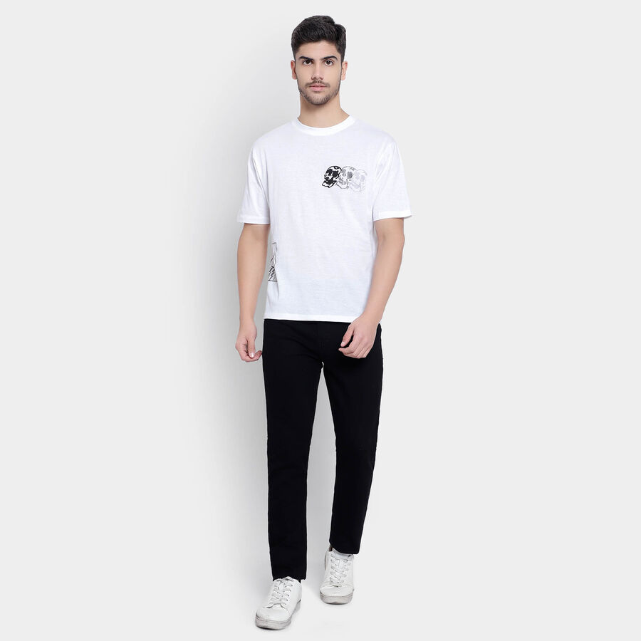 Cotton Round Neck T-Shirt, White, large image number null