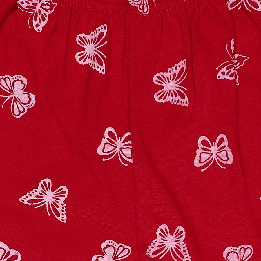 Girls' Fuchsia Regular Fit Butterfly Printed Cotton Blend Pyjama, Fuchsia, large