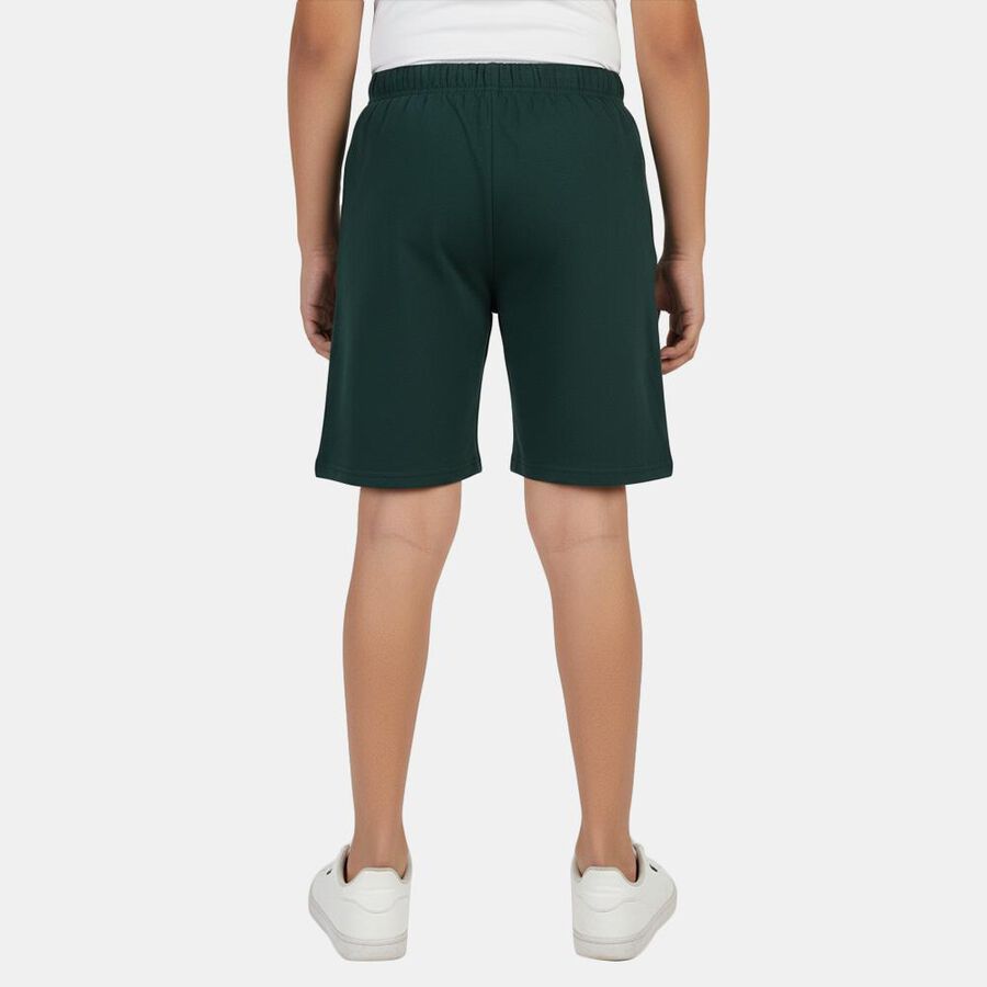 Boys' Dark Green Regular Fit Elastic Waist Bermuda Shorts, Dark Green, large