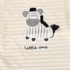 Infants' Beige 100% Cotton Round Neck Zebra Printed Baba Suit, Beige, small