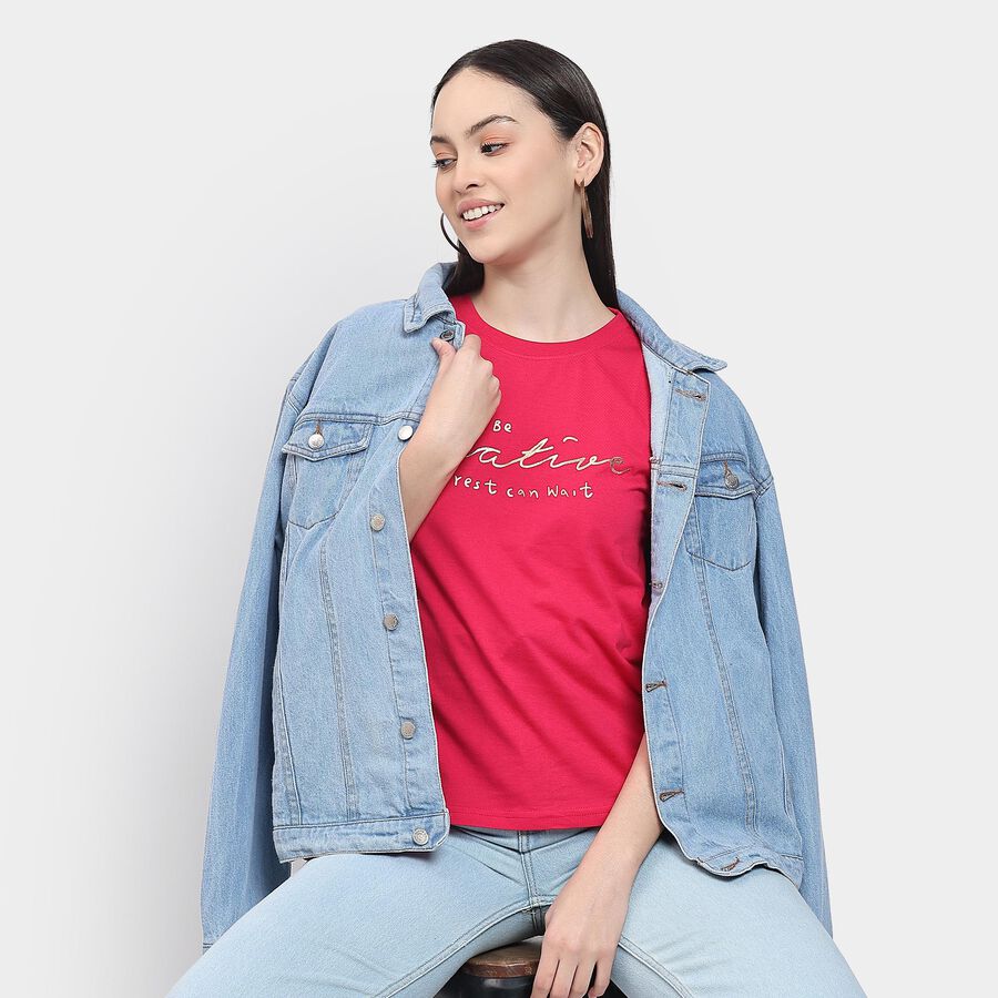 Ladies' Round Neck T-Shirt , Fuchsia, large image number null