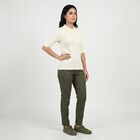 Women's White Cotton Blend Polo Neck Preppy Polo T-Shirt, White, small