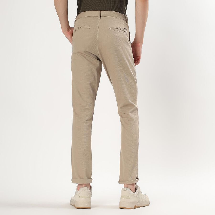 Men's Muted Beige Slim Fit Cross Pocket Casual Trousers, गहरा पीला, large image number null