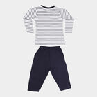 Infants Cotton Stripes Baba Suit, Navy Blue, small image number null