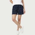 Women's Navy Blue Regular Fit Star Print Shorts, नेवी ब्लू, small
