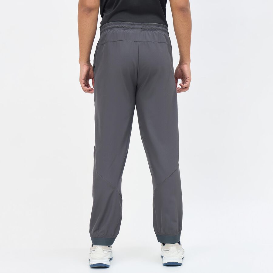 Men's Smoky Graphite Grey Slim Fit Reflective Striped Track Pants, Dark Grey, large