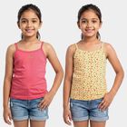 Girls' Yellow Cotton Scoop Neck Waistcoat Vest, पीला, small
