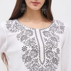 Women's White Round Neck Embroidered Kurta, ऑफ व्हाइट, small image number null