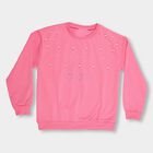 Girls Bright Pink Crew Neck Casual Sweatshirt, गुलाबी, small image number null