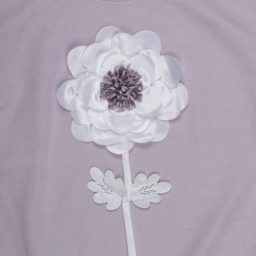 Girls Lilac Round Neck Casual T-Shirt, Lilac, large