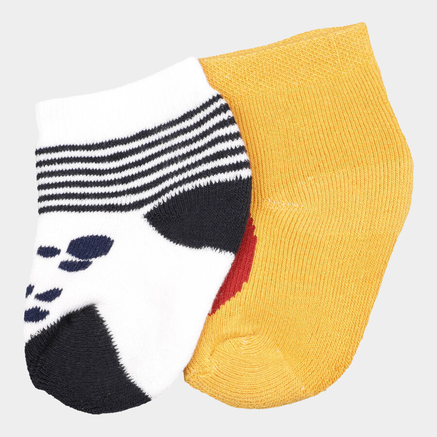 Infants Cotton Stripes Socks, Yellow, large image number null