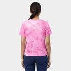 Women's Pink Cotton Round Neck Casual T-Shirt, गुलाबी, small