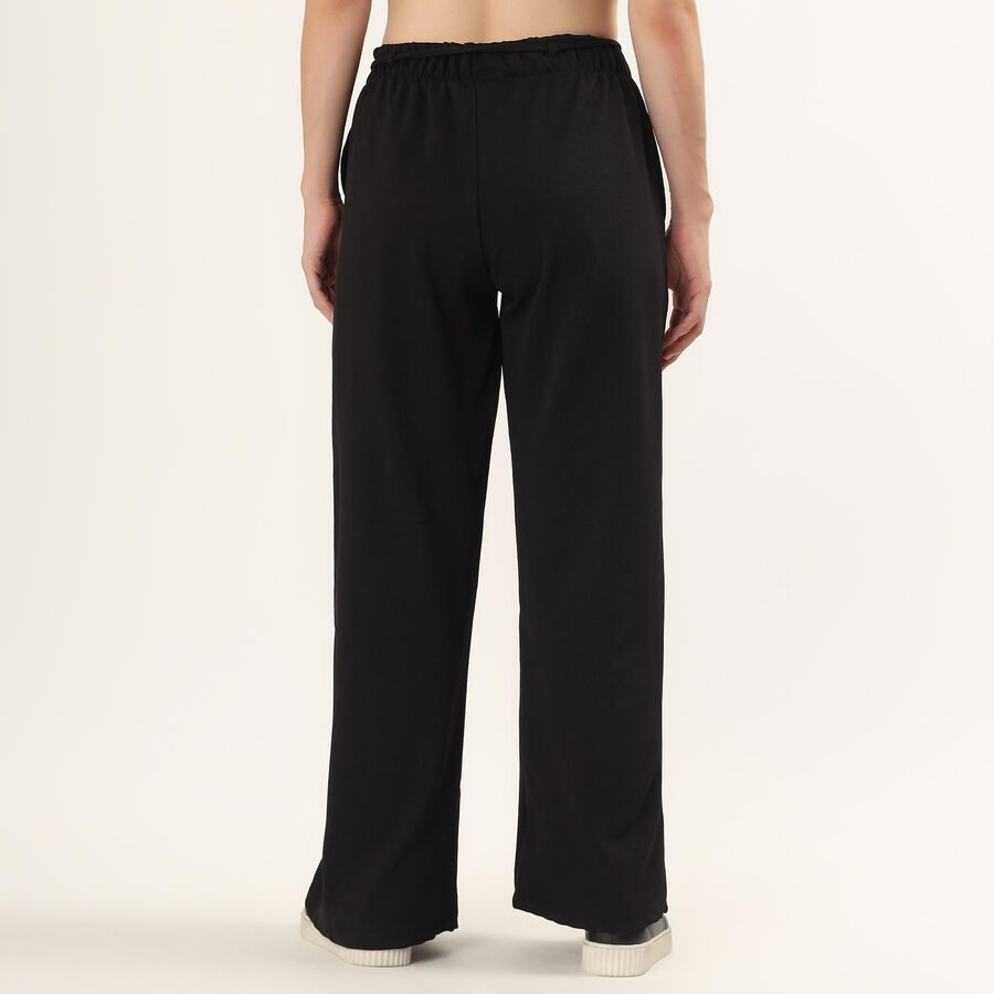 Women's Black Slim Fit Cuffed Track Pants, Black, large