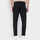 Men's Slim Fit Casual Trousers, काला, small