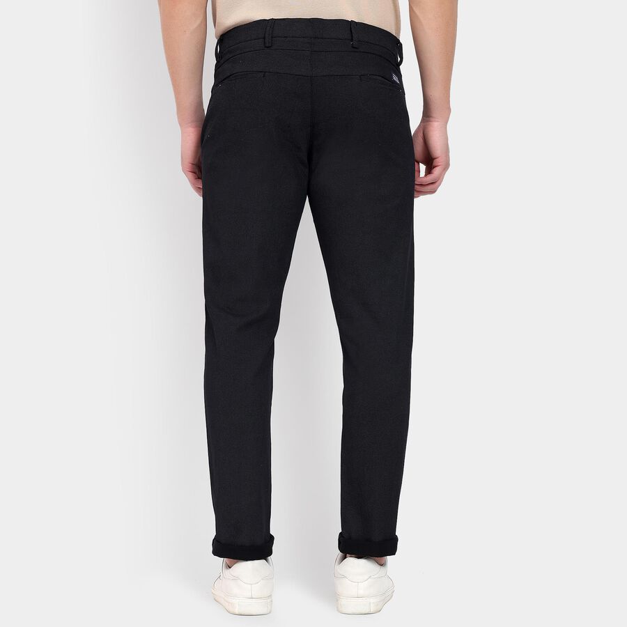 Men's Slim Fit Casual Trousers, काला, large