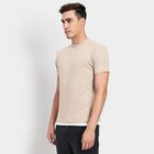 Men's Round Neck Half Sleeves T-Shirt, Beige, small image number null