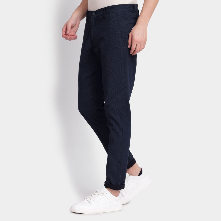 Men's Slim Fit Casual Trousers, Navy Blue, large image number null