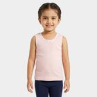Girls Pink Cotton Round Neck Sleeveless Vest, Pink, small