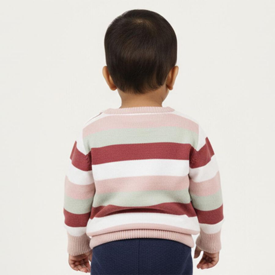 Infants Light Pink Crew Neck Casual Pullover, Light Pink, large image number null