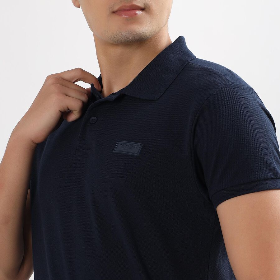 Men's Collared Half Sleeves T-Shirt , Dark Blue, large image number null