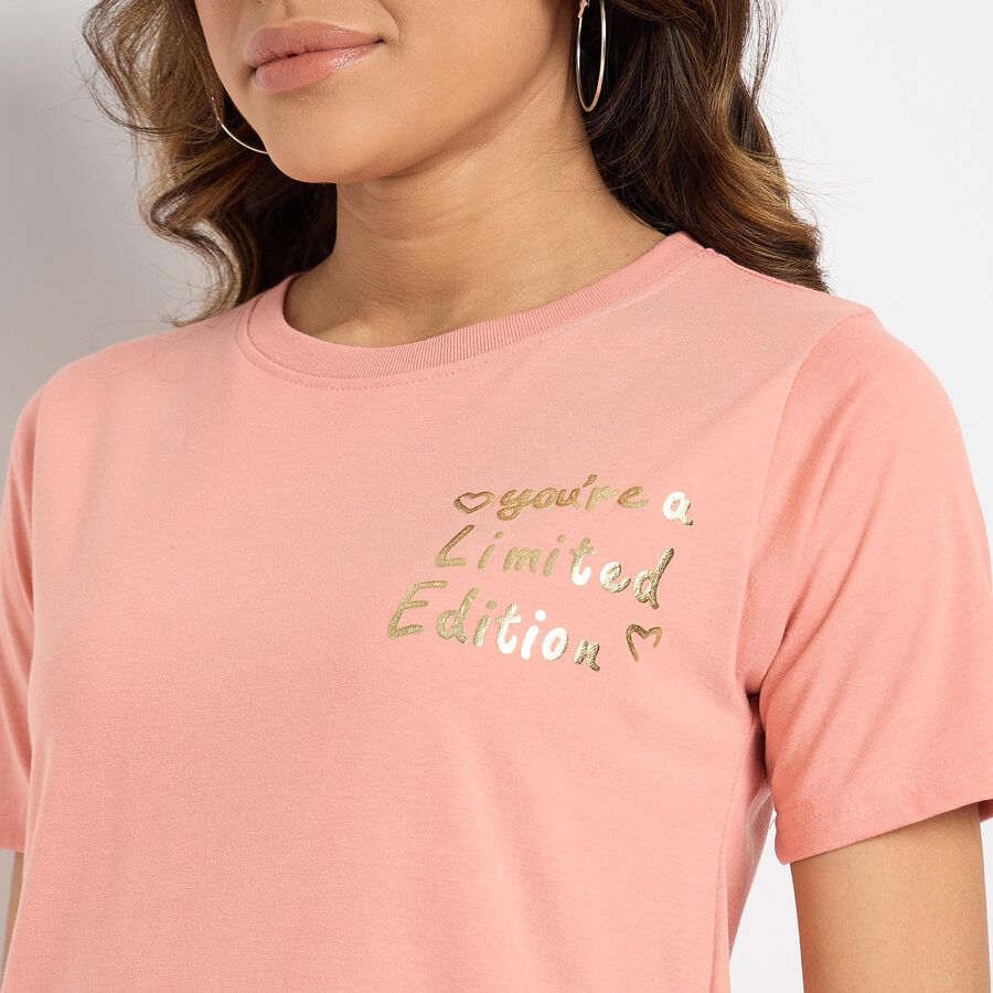 Ladies' Round Neck T-Shirt , Pink, large image number null